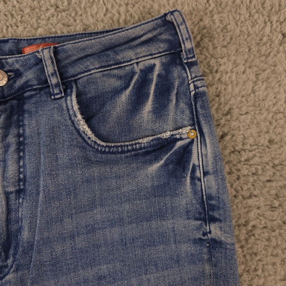 Pilcro Jeans Women 30 Blue The Icon Flare Distressed Stretch Denim Anthropologie - Picture 11 of 16